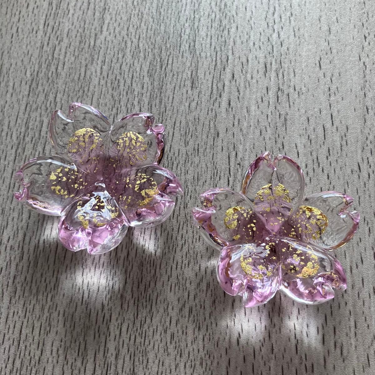 銀座WAKO 玻璃の匠 マルティグラス 金彩 小鉢 金箔入 桜型 未使用シール